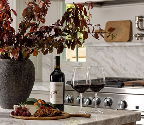 Paraduxx red wines on a counter